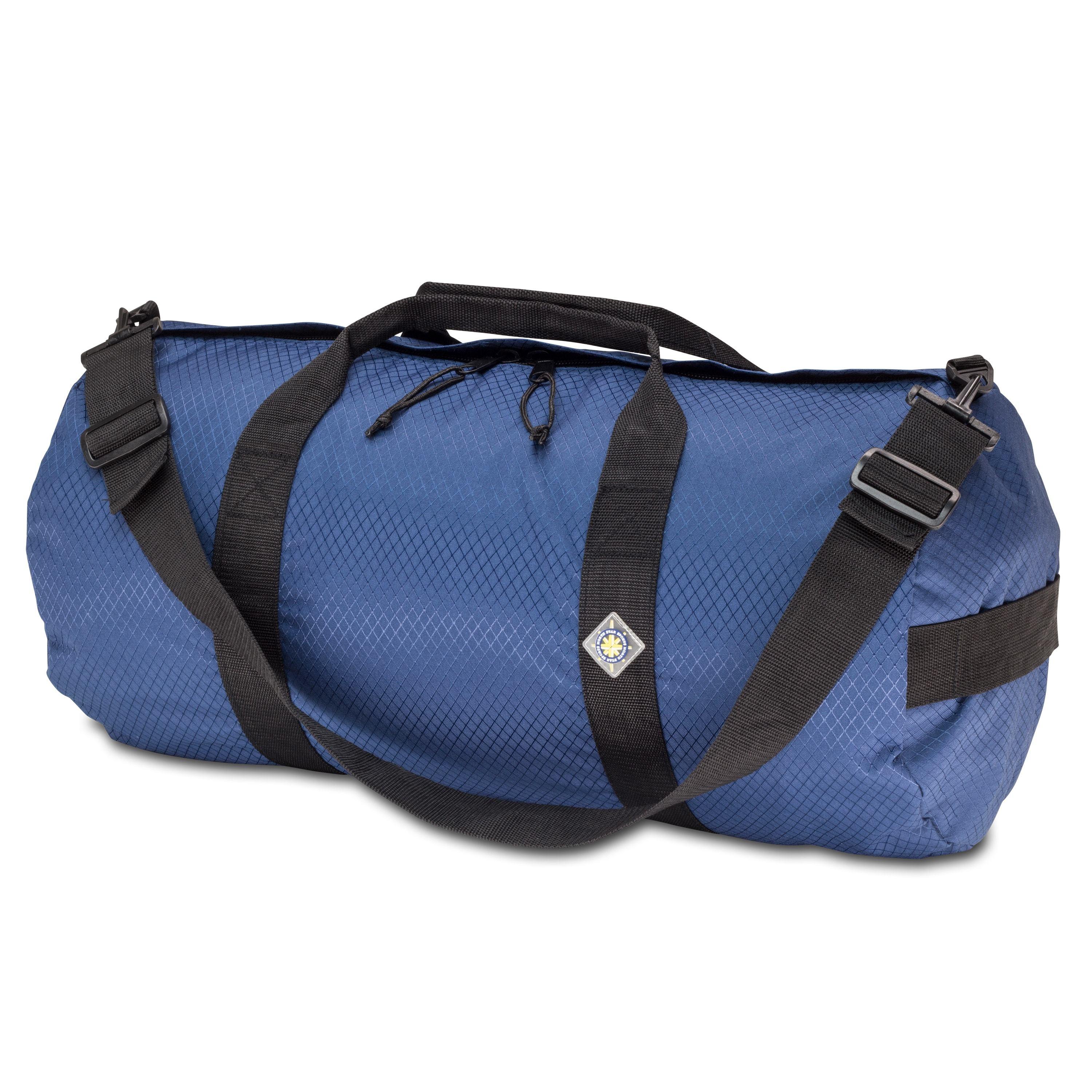 Studio photo the Pacific Blue SD1224DLX Standard Duffle by Northstar Bags. 44 liter duffel with diamond ripstop fabric, thick webbing straps, and a large format metal zipper. Guaranteed for life.