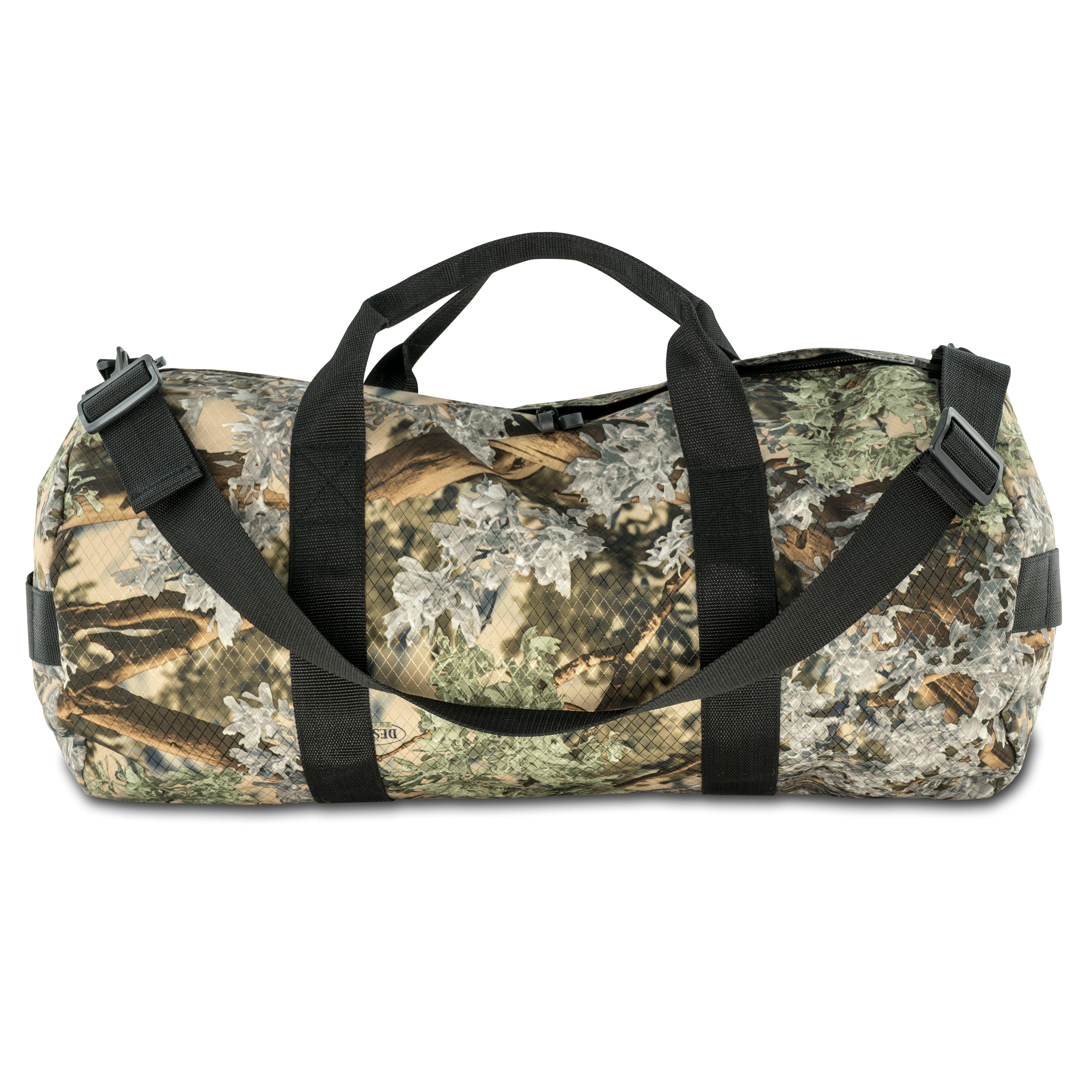 Studio photo of King's Camo Desert Shadow print SD1224DLX Standard Duffle by Northstar Bags. 44 liter duffel with diamond ripstop fabric, thick webbing straps, and a large format metal zipper. Guaranteed for life.