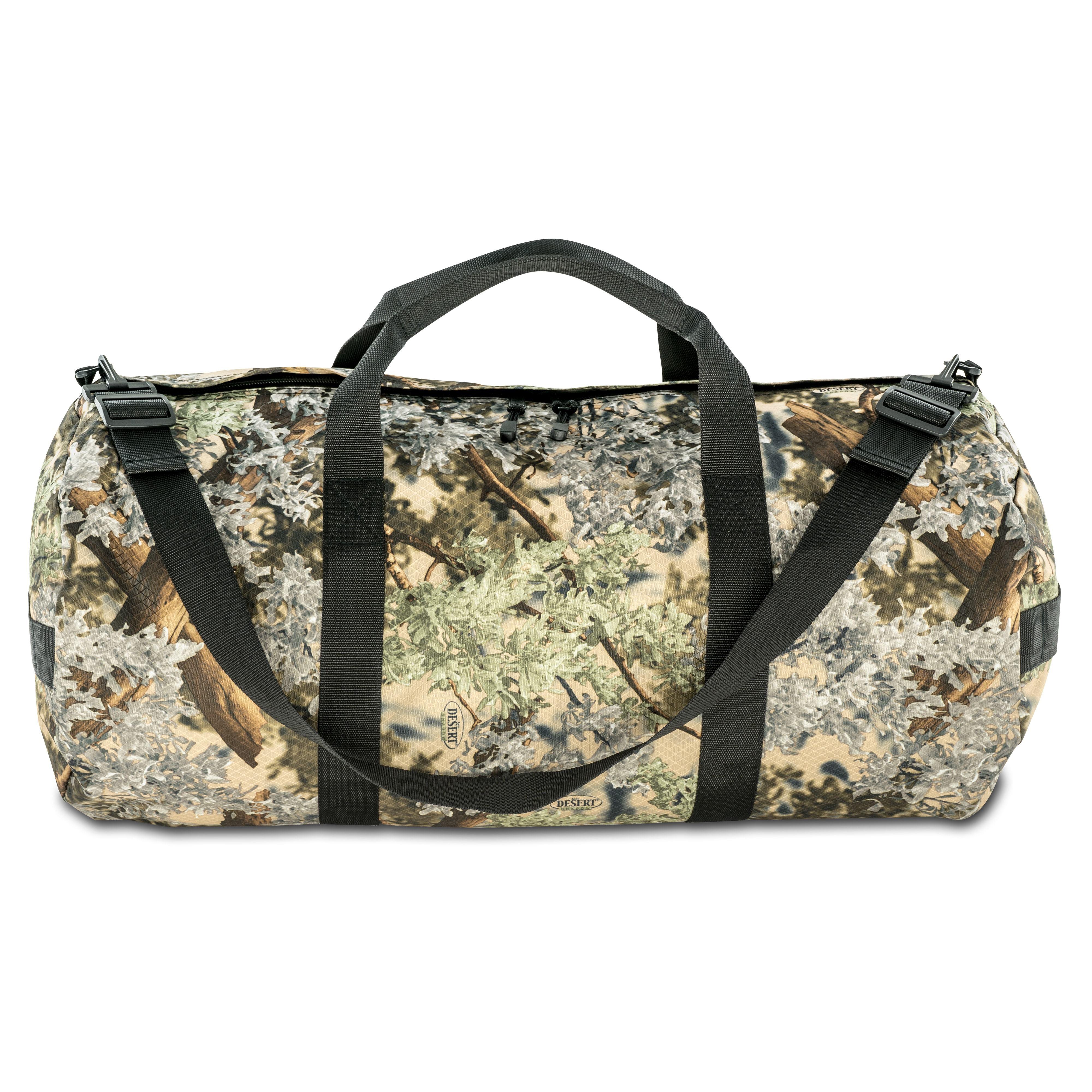 Studio photo of King's Camo Desert Shadow print SD1430DLX Standard Duffle by Northstar Bags. 75 liter duffel with diamond ripstop fabric, thick webbing straps, and a large format metal zipper. Guaranteed for life.