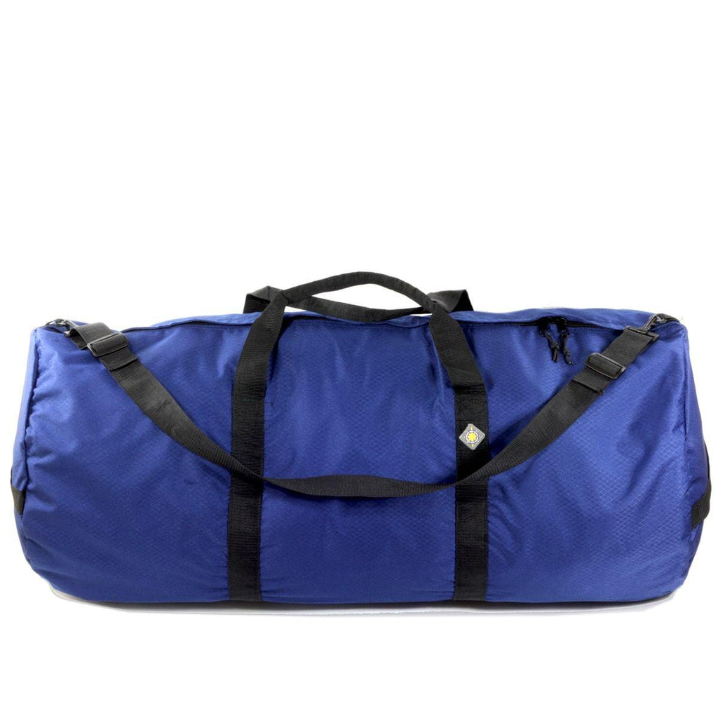Studio photo the Pacific Blue SD1842DLX Standard Duffle by Northstar Bags. 175 liter duffel with diamond ripstop fabric, thick webbing straps, and a large format metal zipper. Guaranteed for life.