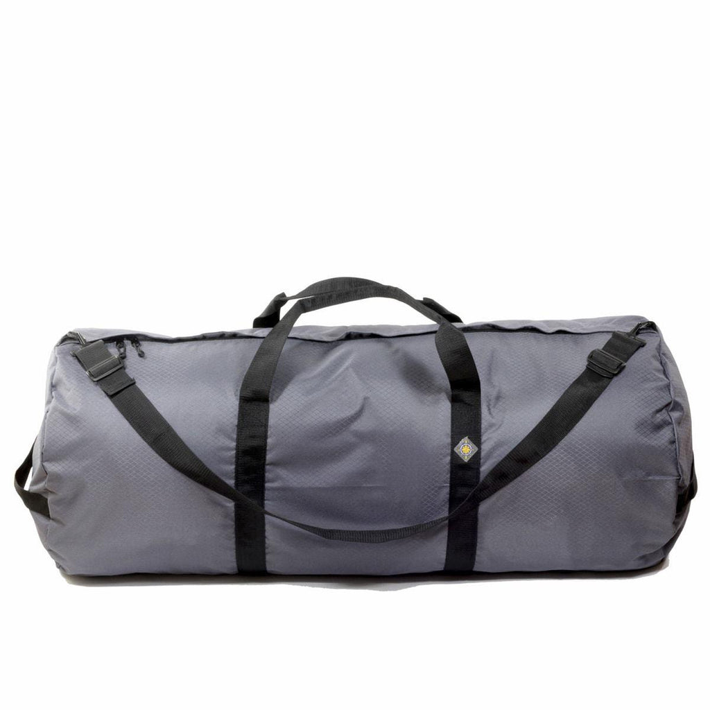 Studio photo the Steel Grey SD1842DLX Standard Duffle by Northstar Bags. 175 liter duffel with diamond ripstop fabric, thick webbing straps, and a large format metal zipper. Guaranteed for life.