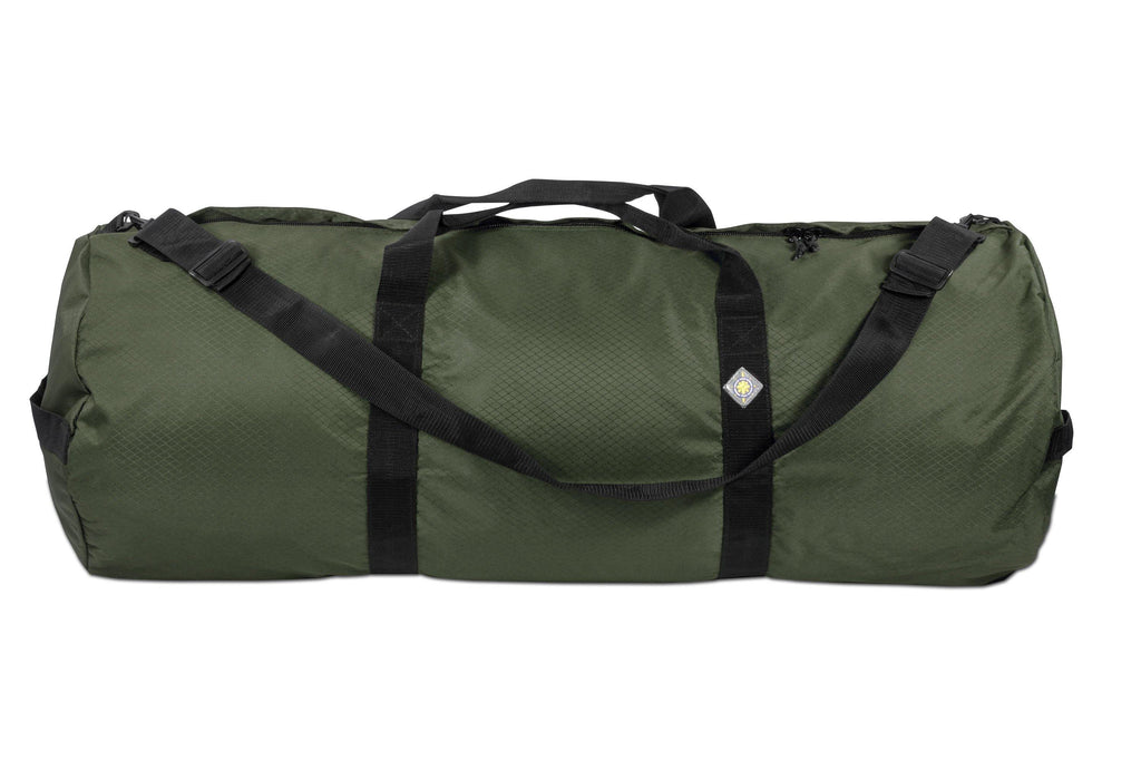 Studio photo the Forestry Green SD1842DLX Standard Duffle by Northstar Bags. 175 liter duffel with diamond ripstop fabric, thick webbing straps, and a large format metal zipper. Guaranteed for life.