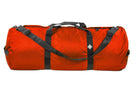Studio photo the International Orange SD1842DLX Standard Duffle by Northstar Bags. 175 liter duffel with diamond ripstop fabric, thick webbing straps, and a large format metal zipper. Guaranteed for life.